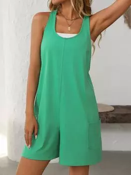 Женский свободный повседневный комбинезон без рукавов с открытой спиной 2025 года, летний комбинезон с широкими штанинами и бретельками — легкая накидка для путешествий и пляжа S мерцание