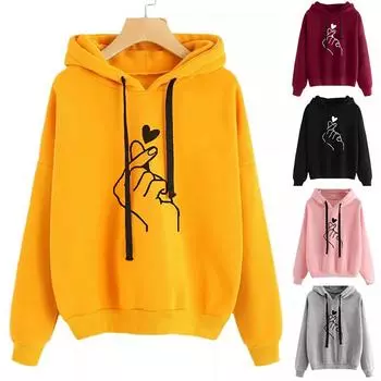 Женский свободный повседневный свитер с капюшоном с принтом, пуловер, блузка, топы, куртка L