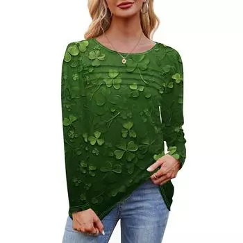 Женский свободный повседневный топ с круглым вырезом и длинными рукавами, модный топ L армия зеленый