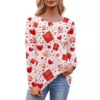 Женский свободный повседневный топ с круглым вырезом и длинными рукавами, модный топ L