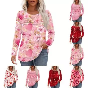 Женский свободный повседневный топ с круглым вырезом и длинными рукавами, модный топ L