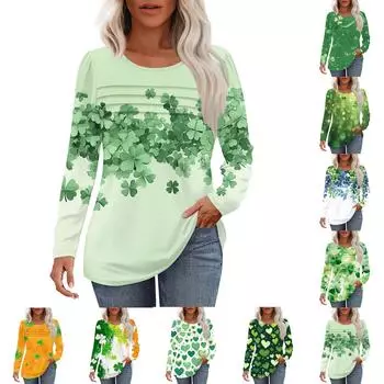 Женский свободный повседневный топ с круглым вырезом и длинными рукавами, модный топ L армия зеленый