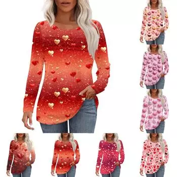 Женский свободный повседневный топ с круглым вырезом и длинными рукавами, модный топ L