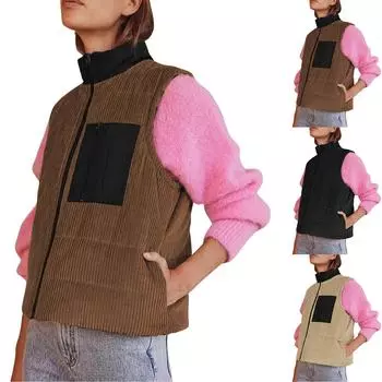 Женский свободный повседневный жилет на молнии, легкая теплая верхняя одежда без рукавов, жилет для бега XL коричневый