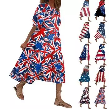 Женский свободный сарафан, повседневное богемное пляжное платье, винтажные платья с рукавами-пузырьками и принтом L чёрный