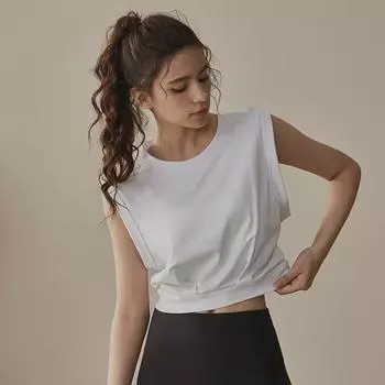 Женский свободный спортивный жилет без рукавов для занятий йогой, бегом, пилатесом и фитнесом L (for 55-62.5 kg) чёрный