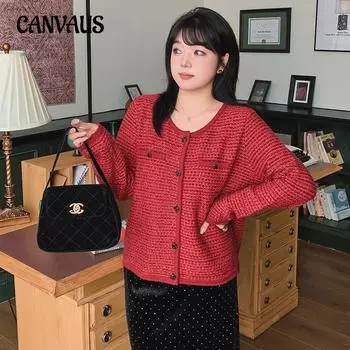 Женский свободный свитер-кардиган большого размера с высоким качеством и темпераментом XL красный