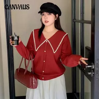 Женский свободный свитер-пуловер с лацканами больших размеров в стиле «темперамент» XL чёрный