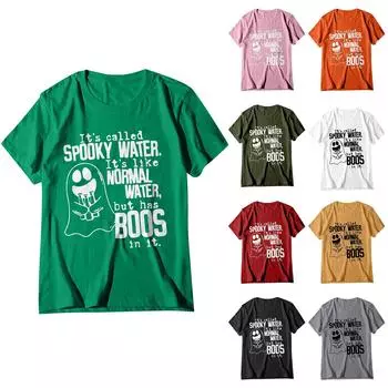 Женский свободный свитер с круглым вырезом и короткими рукавами с принтом призрака на Хэллоуин L армия зеленый