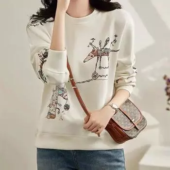 Женский свободный свитер с круглым вырезом и длинным рукавом больших размеров, повседневные топы с длинным рукавом больших размеров 3XL