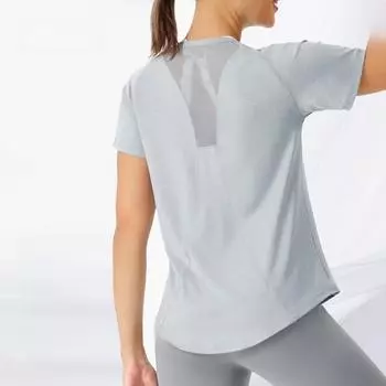 Женский свободный топ для йоги – дышащая сетчатая спинка, быстросохнущая футболка для бега, блузка для фитнеса с коротким рукавом Medium