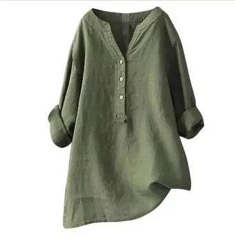 Женский свободный топ из цветного льна с длинными рукавами XS грязно-белый