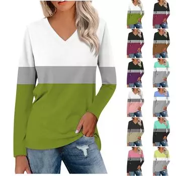 Женский свободный топ с заниженной линией плеч и длинным рукавом с V-образным вырезом XL циан