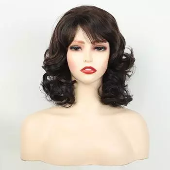 Женский темперамент, волнистые вьющиеся волосы до плеч. 16inch