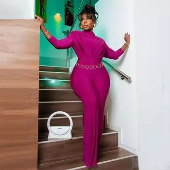 Женский темпераментный повседневный комбинезон для похудения с полувысоким воротником и высокой талией S фуксия