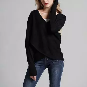 Женский темпераментный повседневный свободный вязаный свитер с крестом XL