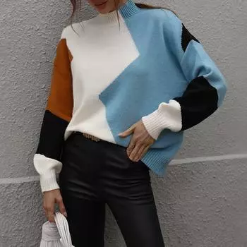 Женский темпераментный свободный цвет в вязаном свитере с водолазкой M