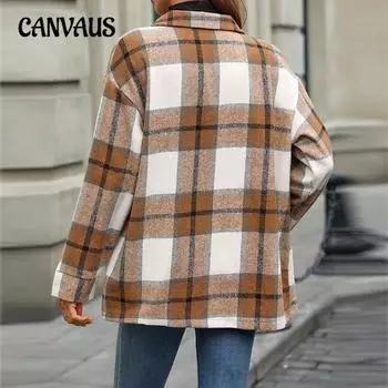 Женский темпераментный утолщенный твидовый клетчатый пиджак осенне-зимний кардиган с длинными рукавами S розовый