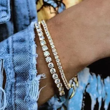 Женский теннисный браслет в стиле хип-хоп, модный AAA + цирконий, серебряный цвет, цепочка с кристаллами для девочек-подростков, свадебные украшения H086 17cm