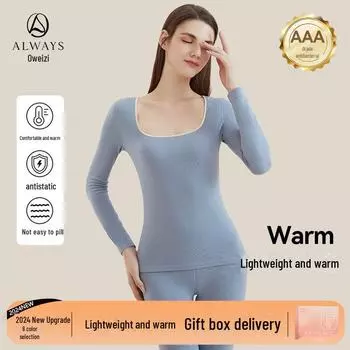 «Женский теплый осенний комплект одежды и брюк Aoweizi, бесшовное нижнее белье Meiyabi с подогревом, базовый слой для ухода за кожей» single top, L