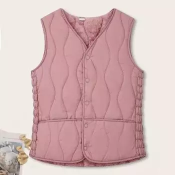Женский теплый жилет с подкладкой, легкий жилет без рукавов, облегающий жилет, ветрозащитный однобортный однотонный жилет для повседневной носки осенью и зимой 2XL