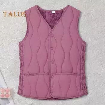 Женский теплый жилет с подкладкой, легкий жилет без рукавов, облегающий жилет, ветрозащитный однобортный однотонный жилет для повседневной носки осенью и зимой XL белый