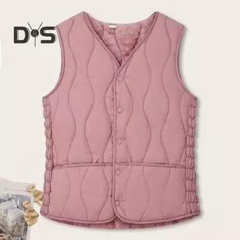 Женский теплый жилет с подкладкой, легкий жилет без рукавов, облегающий жилет, ветрозащитный однобортный однотонный жилет для повседневной носки осенью и зимой XL фиолетовый