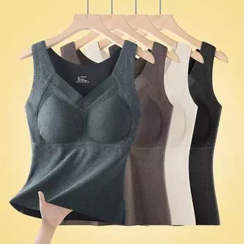 Женский терможилет из графенового бархата с фиксированными чашками M коричневый