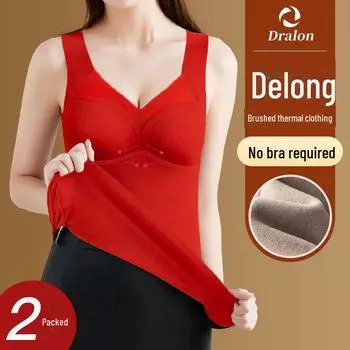 Женский терможилет из немецкого бархата с нагрудной накладкой - бесшовная, плотная многослойная рубашка для осени и зимы 4XL (160-180 jin)