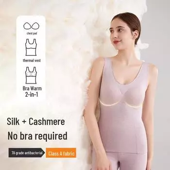 Женский терможилет: Немецкая шерсть и кашемир, смесь шелка, на подкладке, осень/зима. M/155 хаки