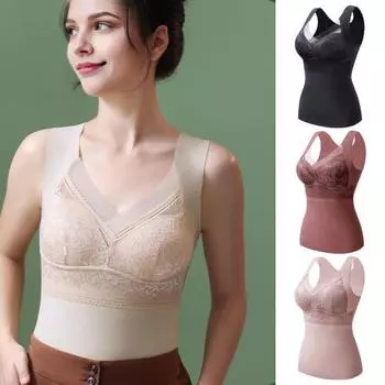 Женский терможилет с V-образным вырезом без рукавов с подкладкой, беспроводной, облегающий крой, однотонный L кофейный