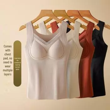 Женский терможилет: Теплый, удобный и не требующий бюстгальтера топ для осени и зимы 2XL (120-140 catties)