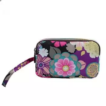 Женский тканевый браслет с цветочным принтом, сумка для монет, кошелек на молнии, чехол для мобильного телефона