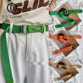 Женский тканевый ремень Женские ремни Нейлоновый холщовый ремень для просверленных повседневных дизайнерских ремней для женских брюк Ремень Джинсовый пояс BF82 120cm зелёный