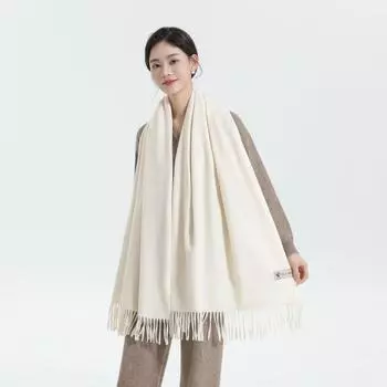 Женский толстый теплый однотонный шарф осень-зима новый стиль кашемировый шарф универсальный шерстяной шарф 200*70CM бежевый