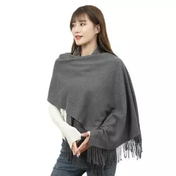 Женский толстый теплый однотонный шарф осень-зима новый стиль кашемировый шарф универсальный шерстяной шарф 200*70CM чёрный