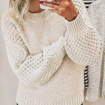 Женский толстый теплый однотонный вязаный свитер - Niche Design Pullover M