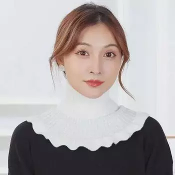 Женский толстый вязаный шарф-пуловер: Теплый, универсальный чехол для шеи на осень и зиму с декоративным воротником жёлтый