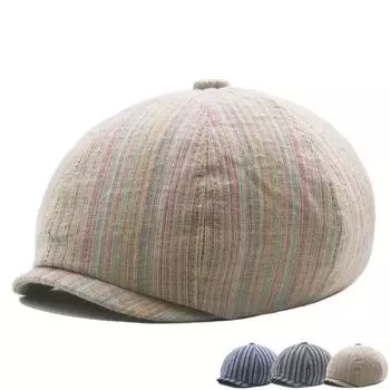 Женский тонкий берет на весну и осень, мужской льняной полосатый восьмиугольный кепка, кепка газетчика, кепка вперед, шляпы художников Гэтсби тёмно-синий