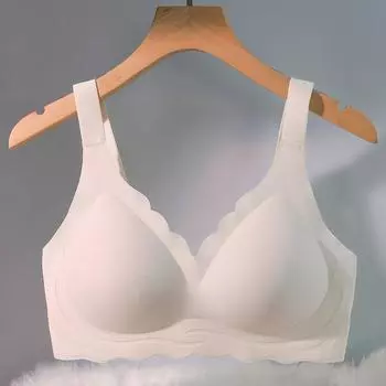 Женский тонкий бюстгальтер большого размера с минимайзером и волнистыми краями, беспроводной бюстгальтер с красивой спинкой, бесшовное нижнее белье, топ без косточек пуш-ап M кофейный