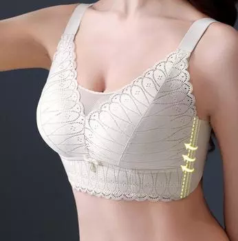 Женский тонкий бюстгальтер с полной чашкой размера плюс, беспроводной бюстгальтер, сексуальное кружевное нижнее белье, собранный бюстгальтер пуш-ап M