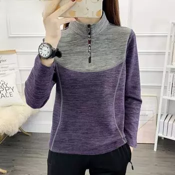 Женский тонкий флисовый свитер из немецкого флиса для активного отдыха, ветрозащитный и теплый, с длинными рукавами и воротником-стойкой, в цвет топа XXXXL розовый