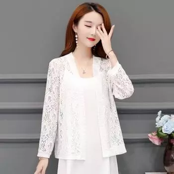 Женский тонкий кардиган с кружевной рубашкой, куртка на весну и лето, параграф Hundred, подходящая шаль 5XL