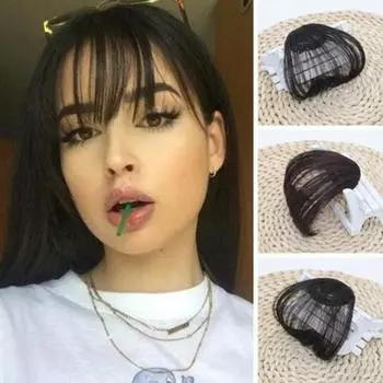 Женский тонкий клип на воздушной челке, парик, наращивание волос спереди с бахромой, шиньон with Sideburn светло-коричневого