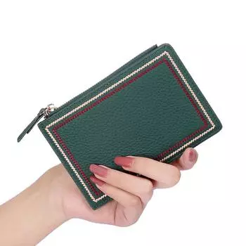 Женский тонкий кошелек из натуральной кожи - модный европейский и американский ультратонкий кошелек для монет на молнии оранжевый