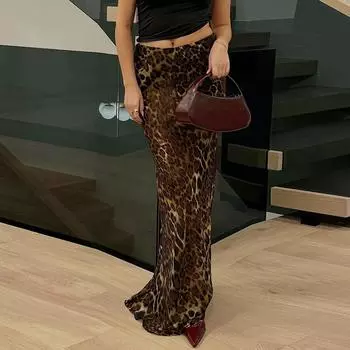 Женский тонкий леопардовый принт в стиле Royal Sister с высокой талией и сексуальной юбкой Spice Girl S цветной печати леопарда