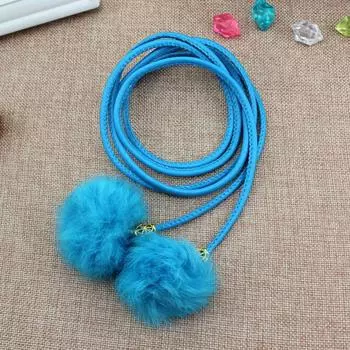 Женский тонкий ремень декоративная поясная цепочка осень и зима плетеный шарик поясная веревка ремешок женский небесно-голубой
