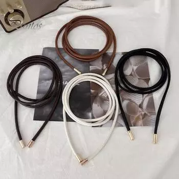 Женский тонкий ремень, круглый пояс из искусственной кожи, на шнуровке, эластичная куртка, свитер, декоративный пояс на талии, аксессуары для экипировки чёрный