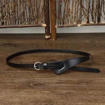 Женский тонкий ремень, модный, универсальный, из натуральной кожи, модный, декоративный ремень с платьем и топом, узкая талия, чистая коровья кожа