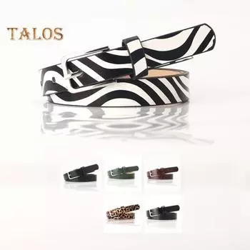 Женский тонкий ремень с зеброй и леопардовым принтом, пояс из искусственной кожи, регулируемая длина, дизайнерский джинсовый ремень с несколькими отверстиями кофейный